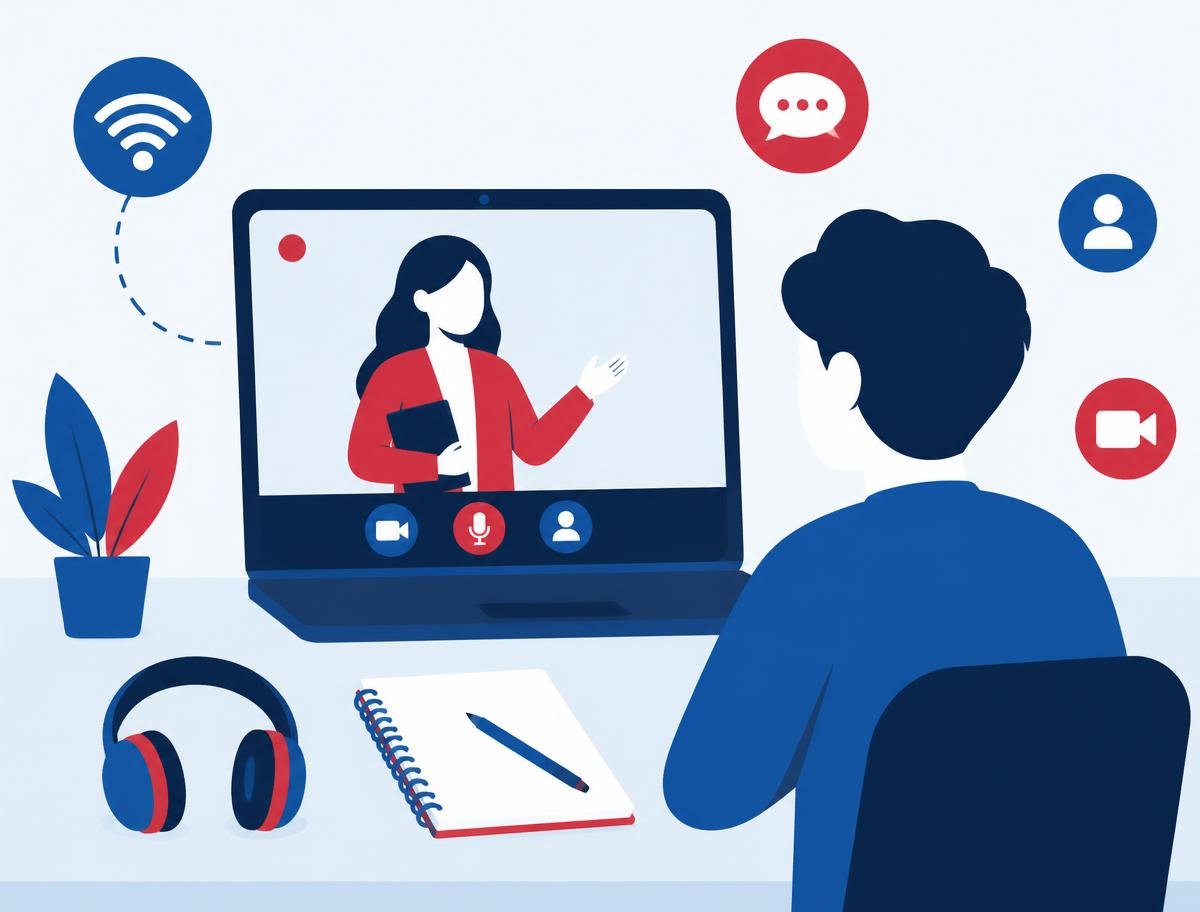 Student attending a live online law entrance class